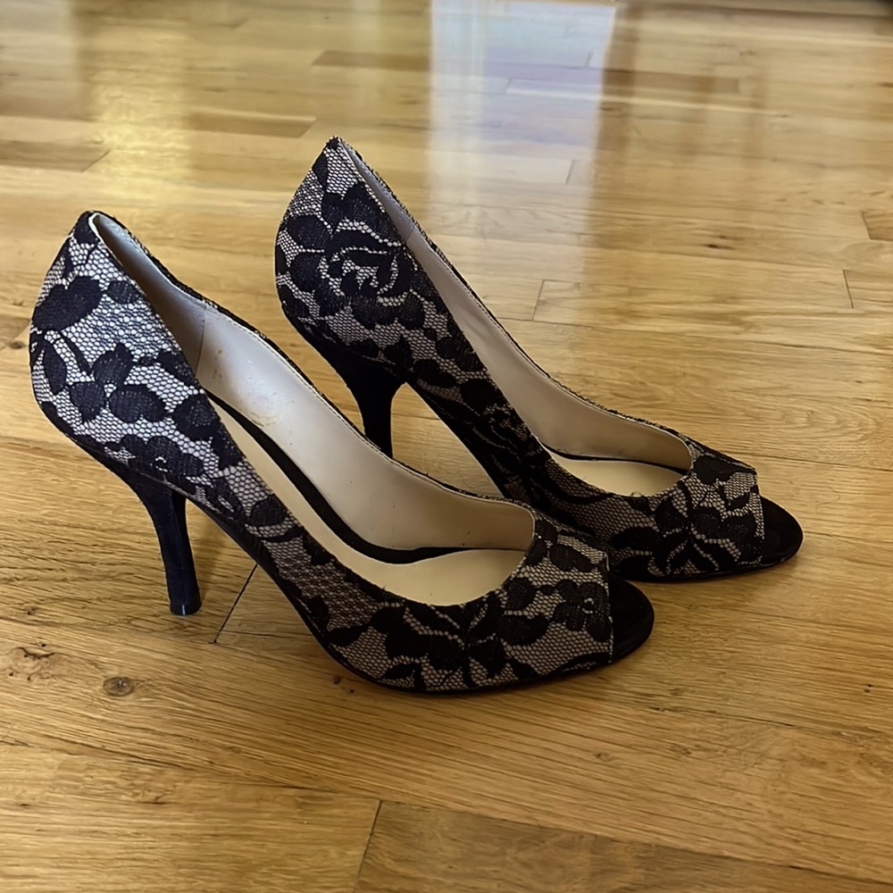Nine West black lace heels